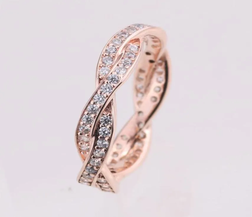 Rose Gold Twist of Fate Pierścień Oryginalne srebrne dopasowanie do stylu biżuterii 180892cz H86350345