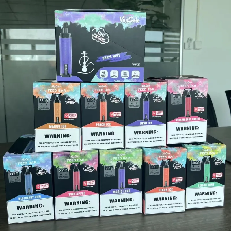 FEED BAR Vaper 15000 Puffs Desechable E Cigarettes Vape 15k Puff Prefilled Pod Mesh Coil 650mah Rechargeable Battery Shisha Pen with Digital display Local shop