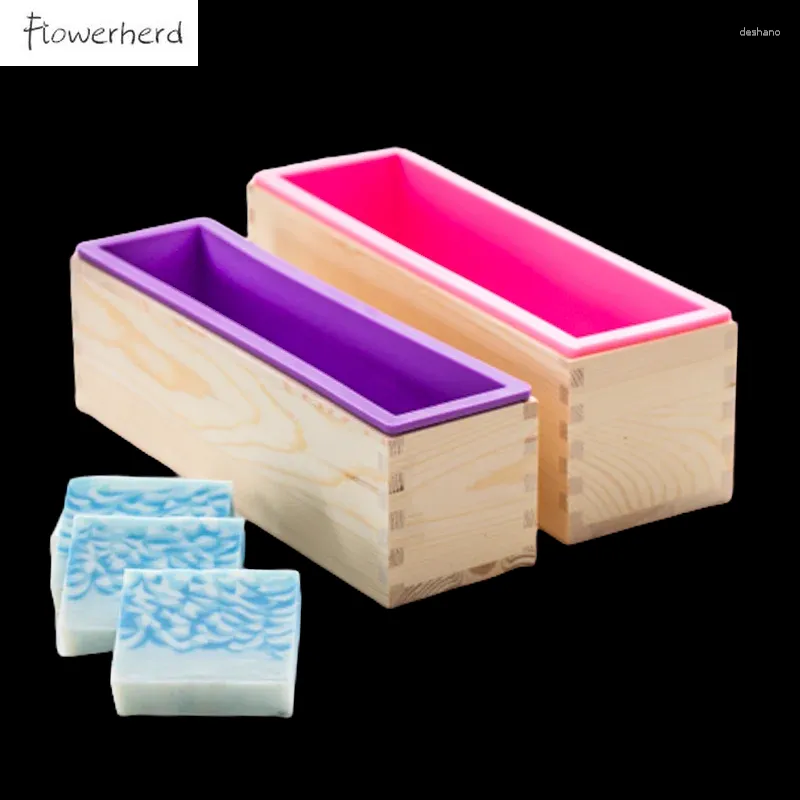 Baking Moulds DIY Soap Making Supplies Rectangular Silicone Mold Wooden Frame Toast Cold Form Tools For Cakes