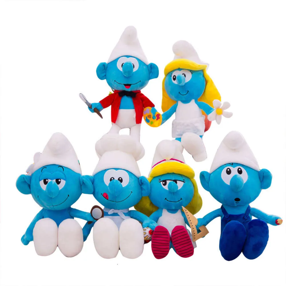 CPC NIEUWE KAWAII SMUFE TOETE SPOEDE CUNT CARToon Plushie Doll Smurfe Painter Engineer Modellering Plush Toys Kid's Kerstcadeaus