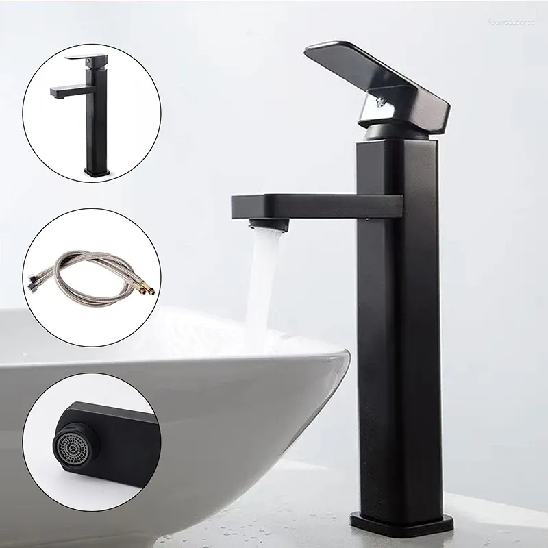 Rubinetti del lavandino da bagno manico singolo rubinetto quadrato bacino in acciaio inossidabile miscelatore di tapici cucine accessori da cucina