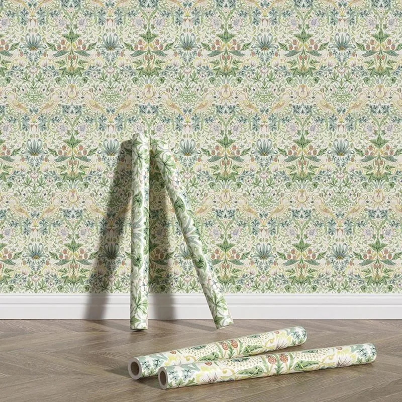 Wallpapers Vintage Fresh Crushed Flower Printed Peel And Stick Wallpaper Self Adhesive PVC Removable Contact Paper Wallcovering Decor