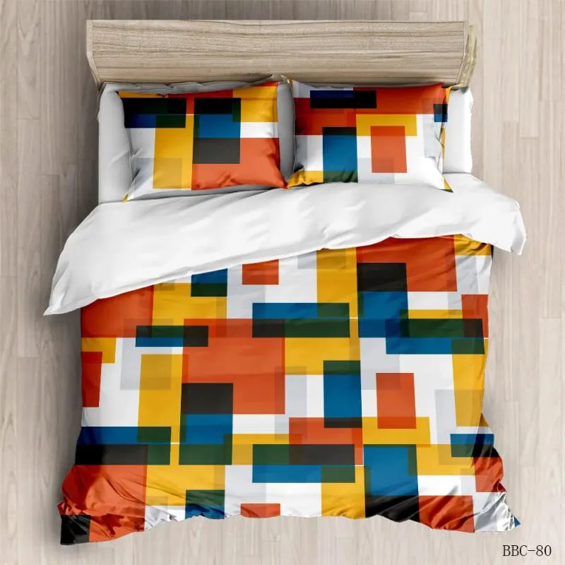 Set di biancheria da letto cucitura a colori motivi geometrici macinazione mao set cover trapunta per due