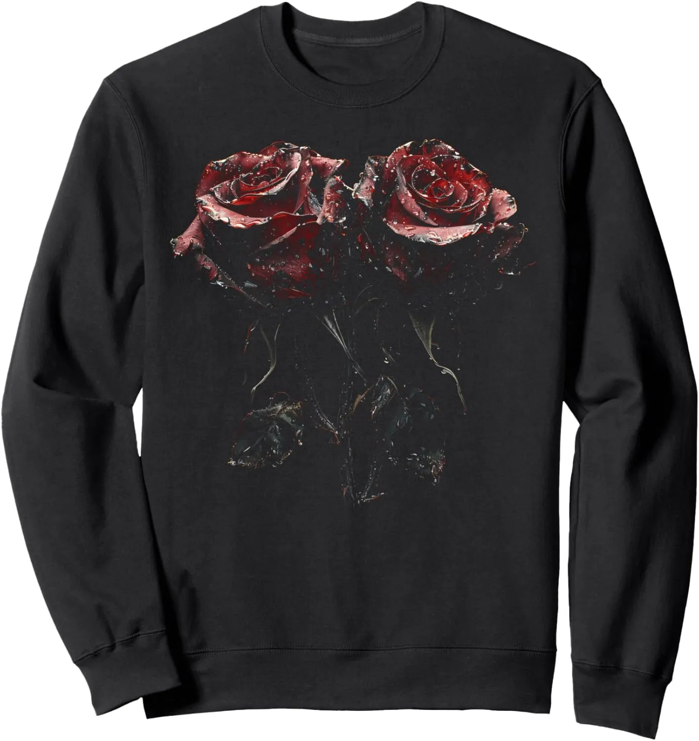 Mens Long Sleeve Floral Sweatshirt Casual Streetwear, Rose Flower
