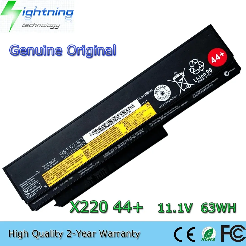 Batteries Nouvelles authentiques d'origine 44+ 45N1023 11.1V 63Wh Batterie d'ordinateur portable pour Lenovo Thinkpad x230 X230I X220 X220I 45N1172 45N1027