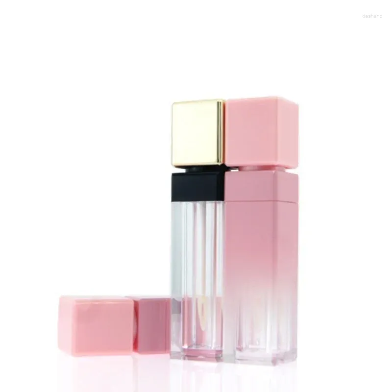 Storage Bottles Lipstick Tube 10ml Pink Gradient Color Lip Gloss Containers Square High Quality Makeup Container Refillable