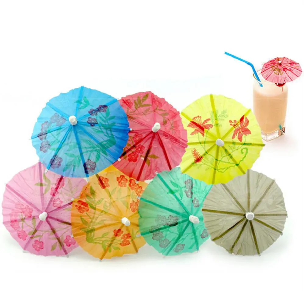 Paper Cocktail Parasols Umbrellas Drinks Picks Wedding Event Party Supplies Holidays Cocktail Garnishes Holders 