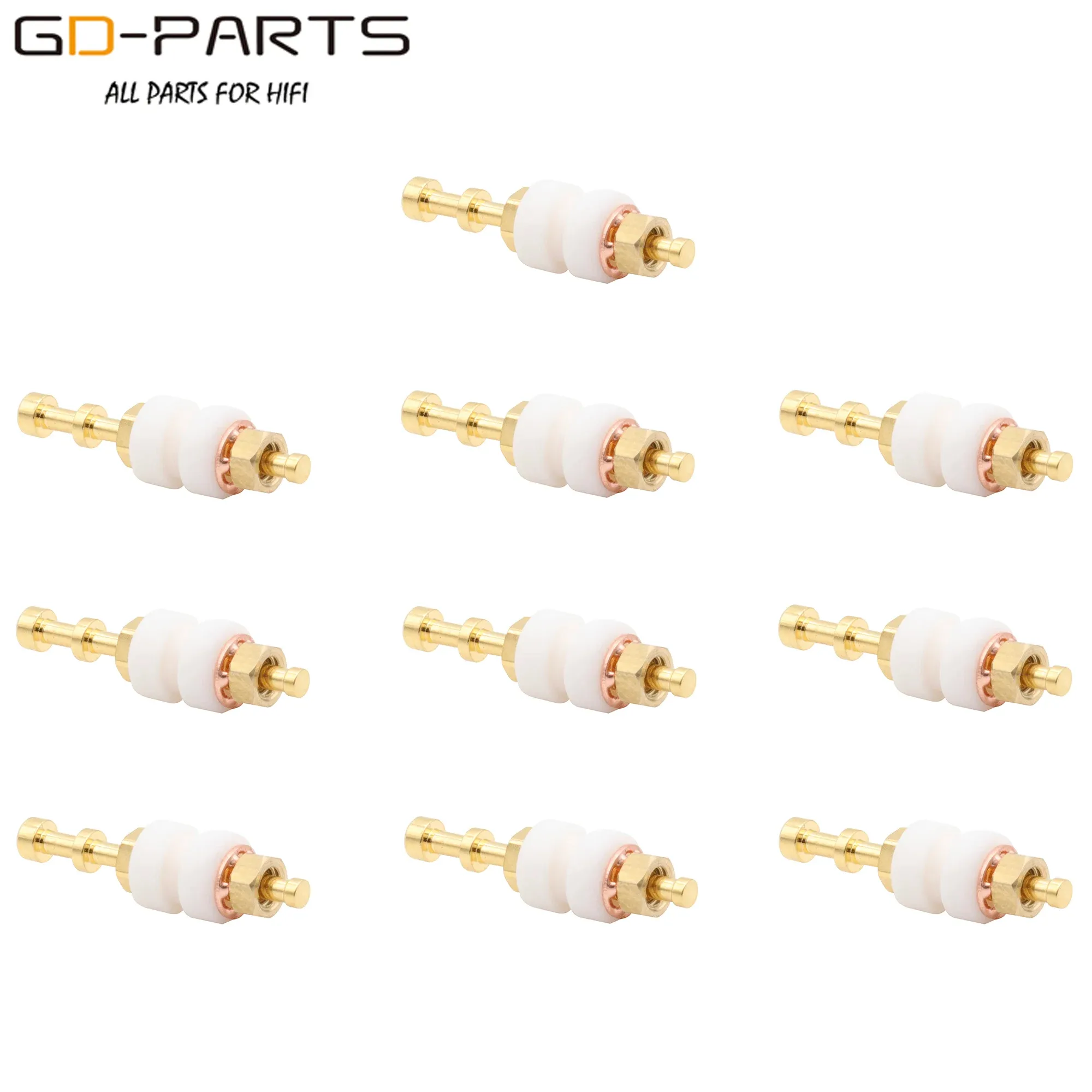 Cables EIZZ 24K Gold Plated Brass Turrets Terminal Lug Posts For Tag Board PTFE Insulator Hifi Audio Tube Guitar AMP DIY