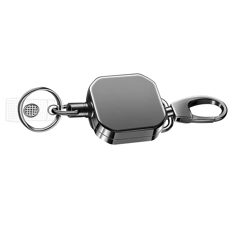Ringar 3x Heavy Duty Metal Infällbar karabiner Keychain Belt Badge -rullar Klipp 28.3 tum armerad ståltrådsladd
