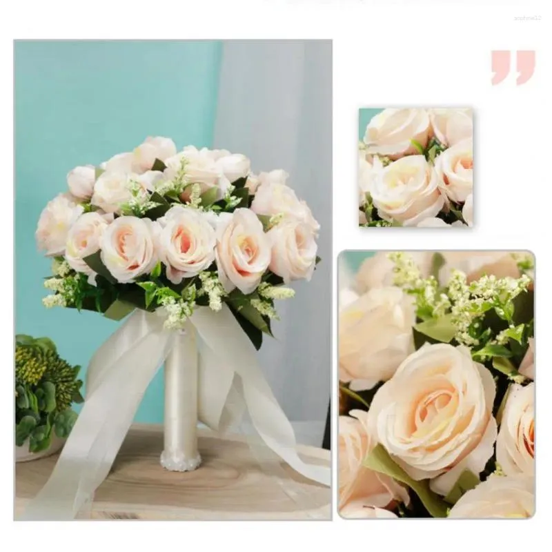 Decorative Flowers Artificial Flower Fade-resistant Romantic Realistic Simulation Champagne Roses For DIY Home Weddings Decor