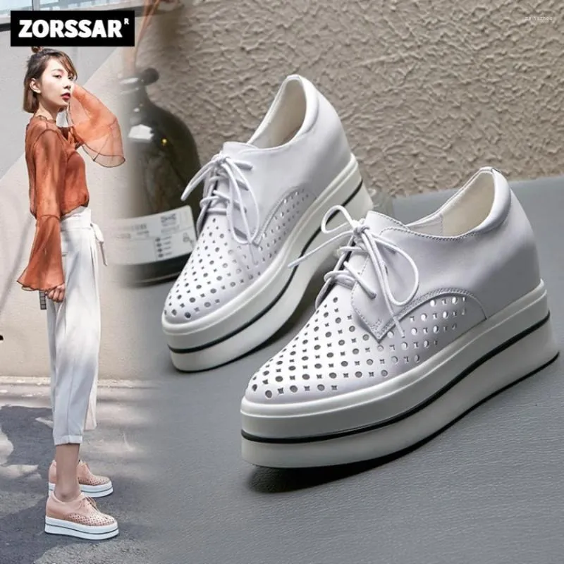 Casual Shoes Women Wedge Sneakers Pink Cow Leather Light White Sneaker Female Vulcanized High Guality Breathable Sports