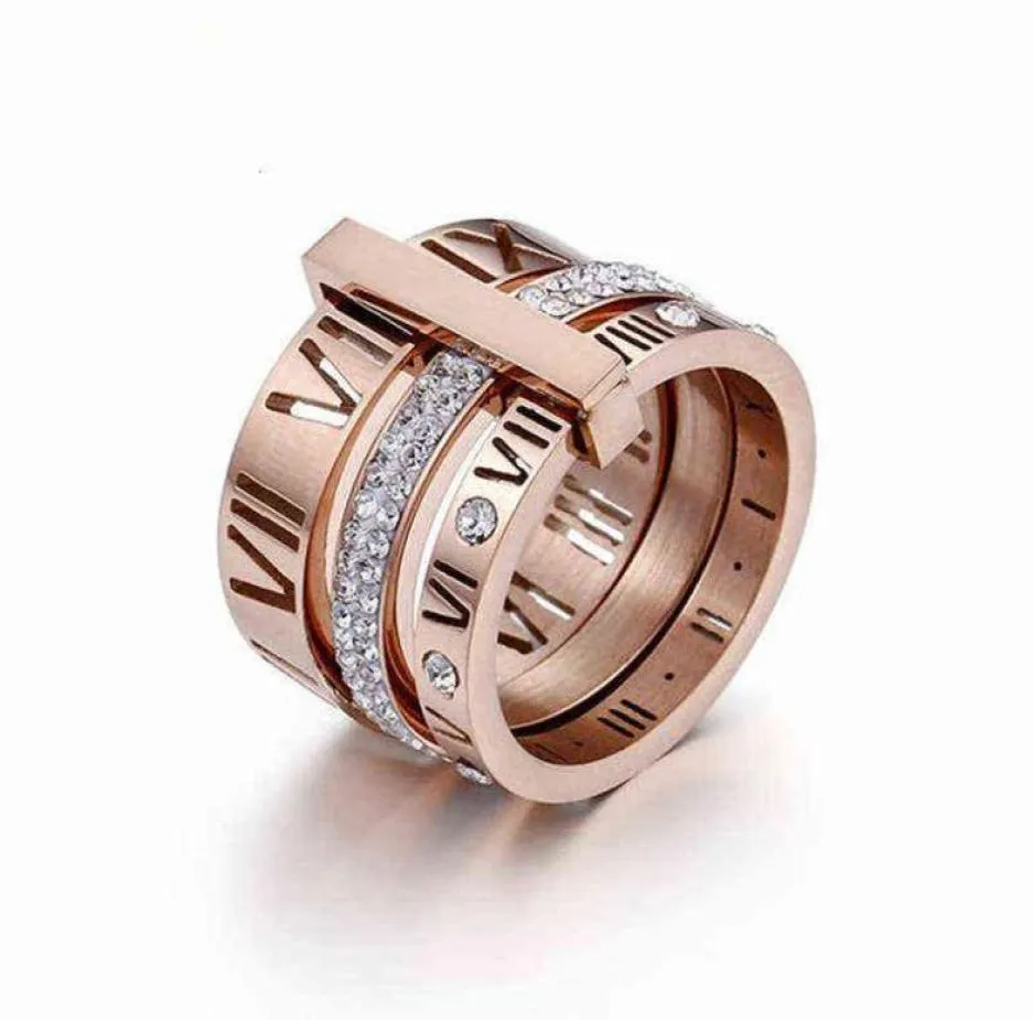Pierścień stali nierdzewnej różowe złoto cyfry rzymskie pierścionek mody biżuteria pierścionka Women039s Wedding zaręczynowy biżuteria DFGD8773575