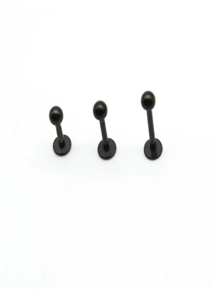 Black Labret Ring Lip Stud Bar staal 16 gauge populaire body sieraden Liage Tragus Piercing Chin Helix Wholesa2971520