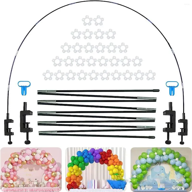 Party Decoration 12ft Table Balloon Arch Kit Glass Fibre Simple Mounting Stand Decorations For Wedding Birthday With Tying Tools Clips