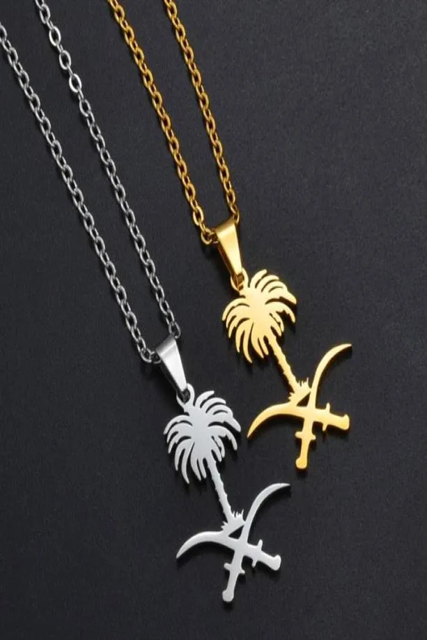 Pendant Necklaces Anniyo S Arabia National Emblem Symbol Necklace Kingdom Of Charm Jewelry Women Girls #2689219788880