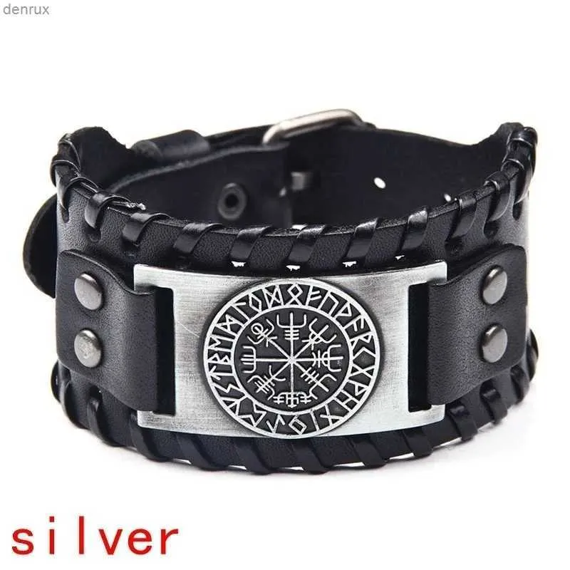 Altri braccialetti Nuovo retrò in pelle Wide pirata Compass Bracciale Mens Bracciale Celtic Celtic Viking Gioielli Accessori braccialetti Braccialetti Partite Giftsl240415