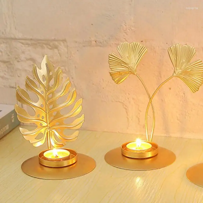 Candle Holders Iron Leaf Shape Candlestick Holder Tealight Creative Stand For Home Wedding Centerpiece Decoration