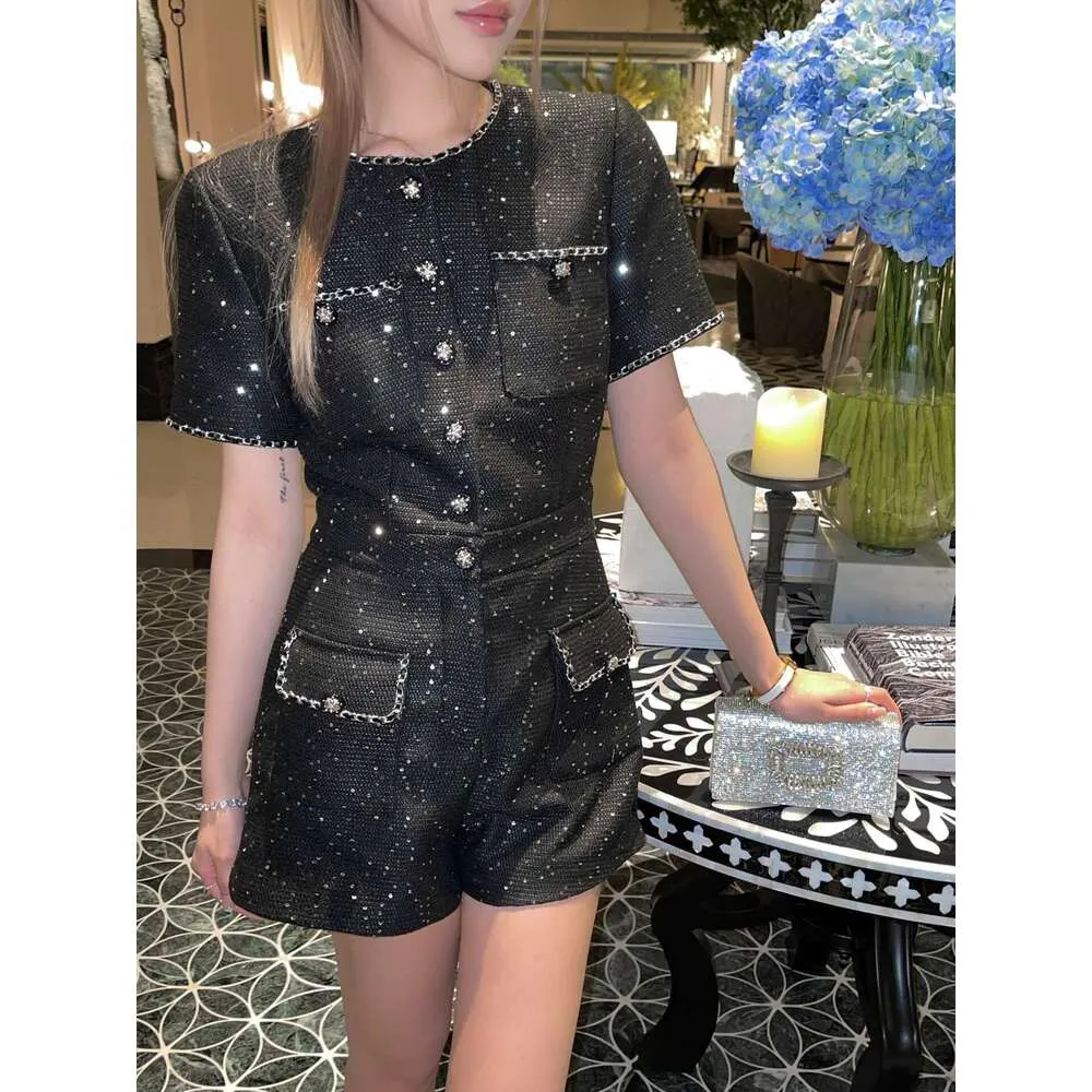 2024 Women's Clothing Sequined Tweed Jumpsuit Spring Summer New 415