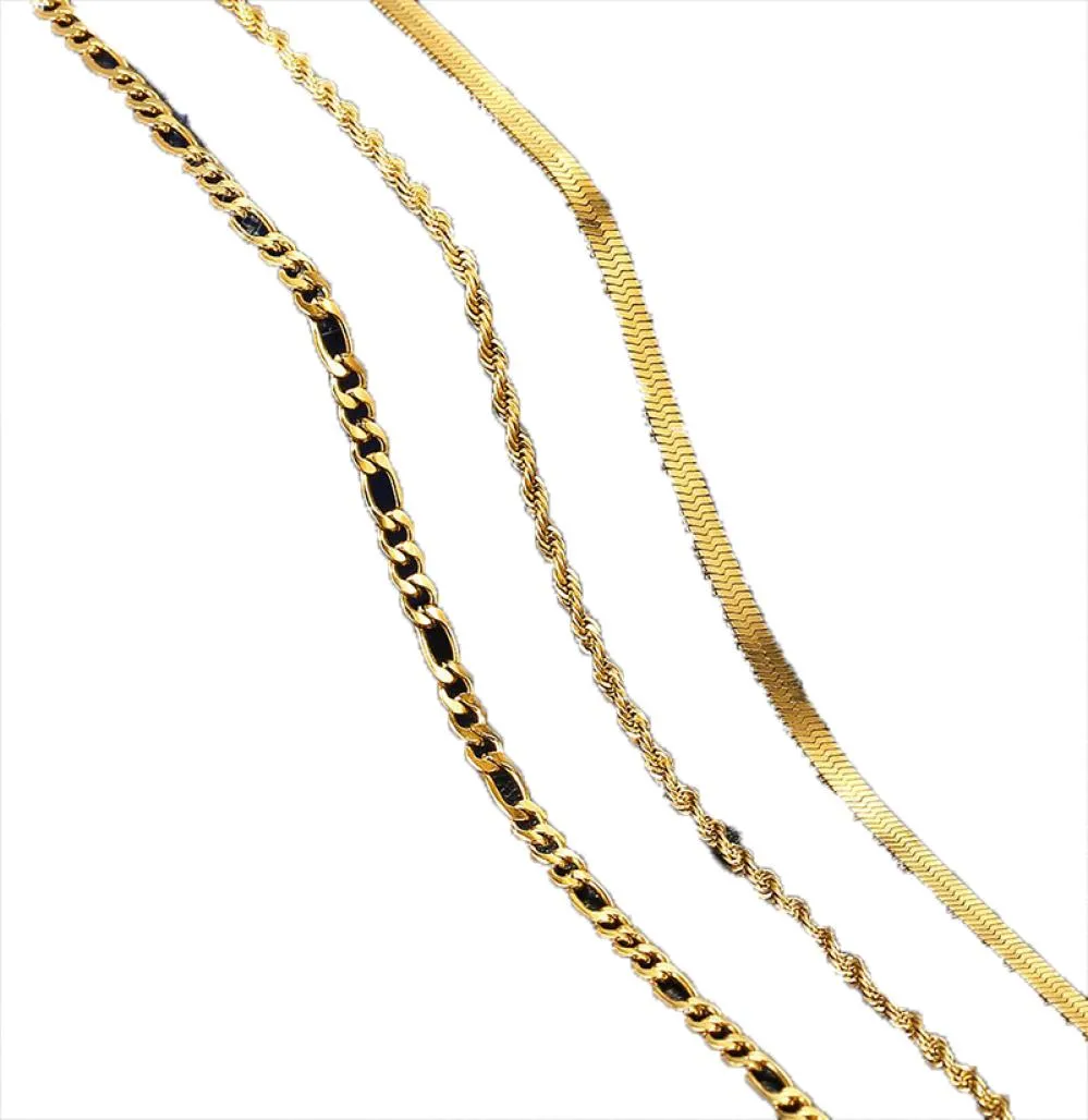 Chaines Collier de chaîne en or vintage pour femmes Corde à chevrons Foxtail Figaro Curb Link Choker Jewelry Accessoires entièrement 4758701