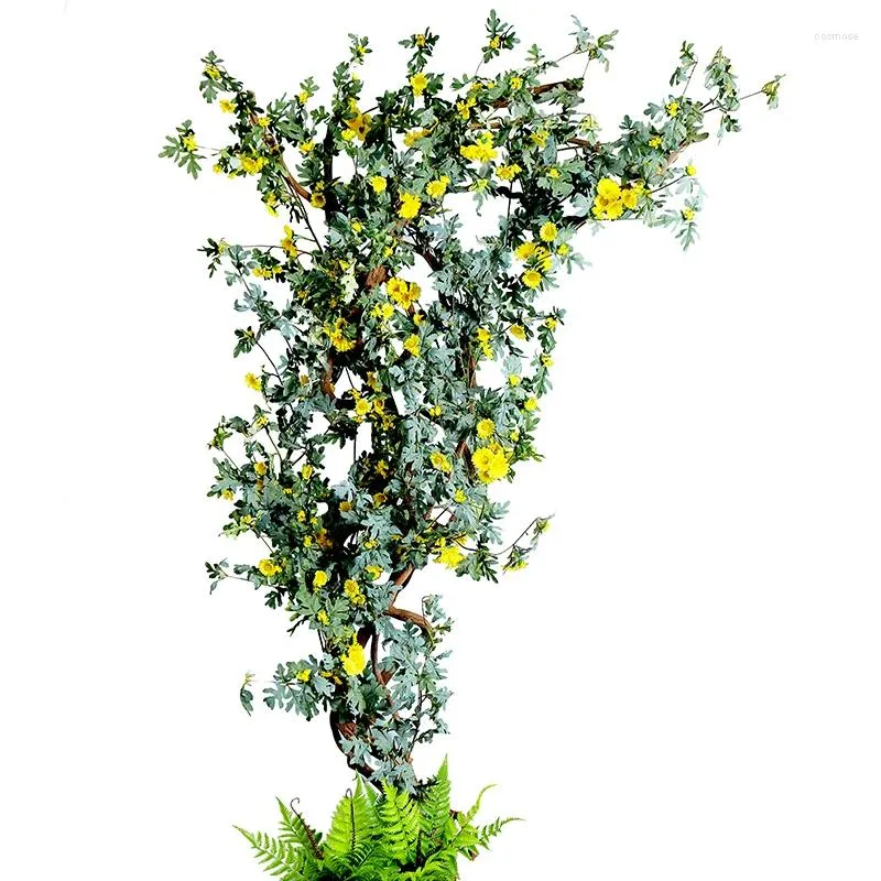 Decorative Flowers Suit Artificial Daisy Vines Hanging Set Tree Plants Leaf For Wall Background Landscape Party DIY Wedding Home Decoration