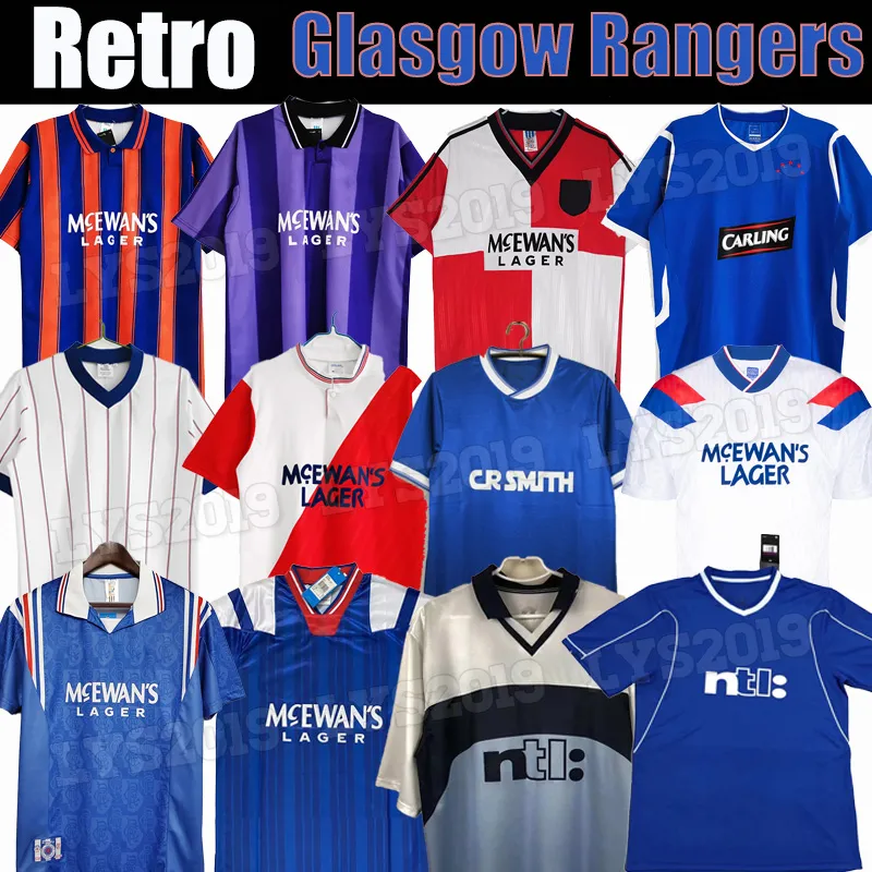 87 90 92 93 94 95 96 97 99 01 08 Glasgow Rangers FC Retro voetbaltruien Gerrard Gascoigne Laudrup Gerrard McCoist voetbalshirt