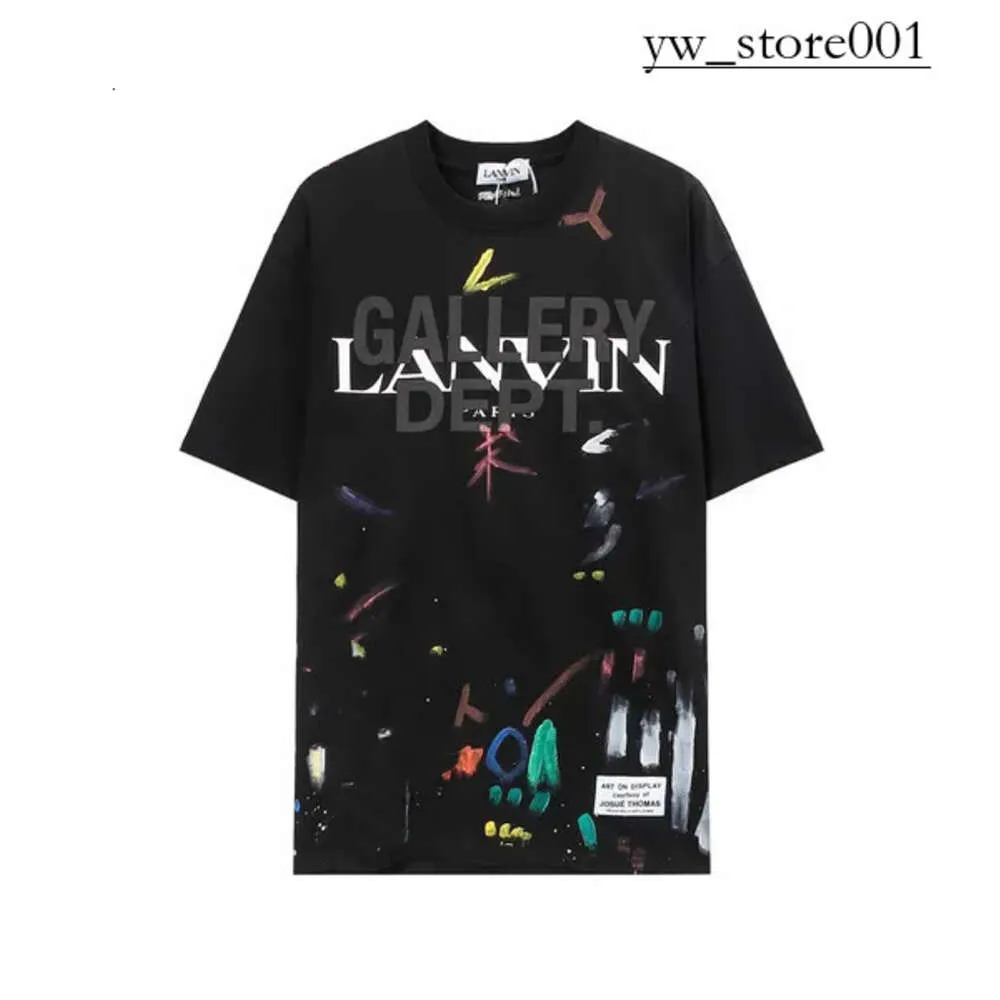 Lanvis T -skjorta Herrarna SS24 Designer Lanvis Curb T Shirt Luxury Fashion Women's Beige Speckle Alphabet Print Trendy Casual Loose Half Sleeve White Lanvis Clothing 9406