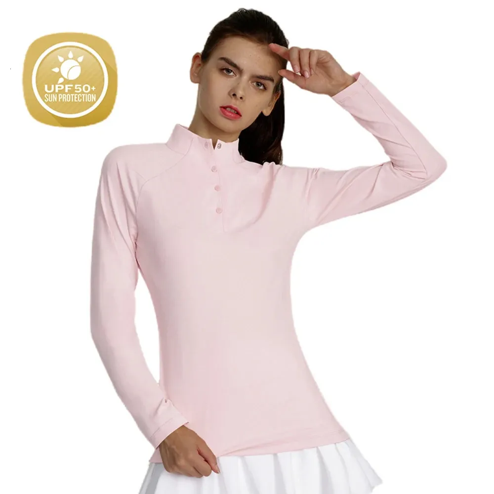 In Koreaanse mode -vrouw kleren golfkleding vrouwen lange mouw t -shirts sportkleding vrouwelijke kleding gym yoga tops sport shirts 240416