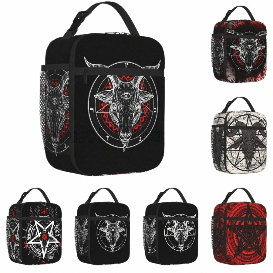 Baphomet Pentagram Satatic Occult Church of Satan Goat Goth Lunch Box per viaggio Picnic Riutilizzabile Borsa da pranzo isolata impermeabile Q2UA#