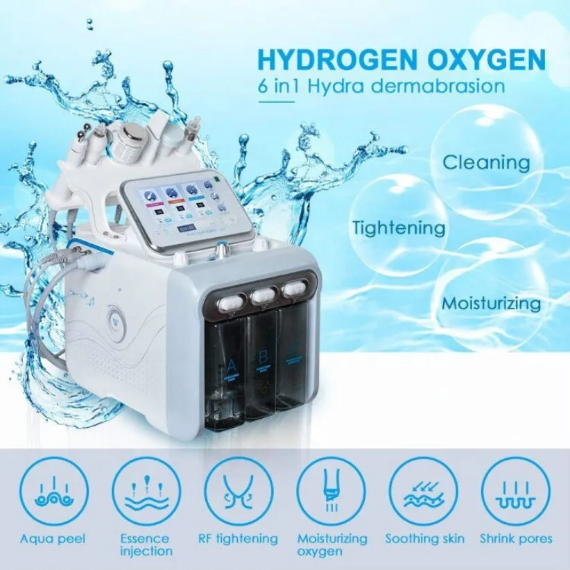 Microdermabrasion 6 i 1 Aqua Hydro Dermabrasion Machine Bubble RF Water Ansiktsdjup rengöringsmaskin