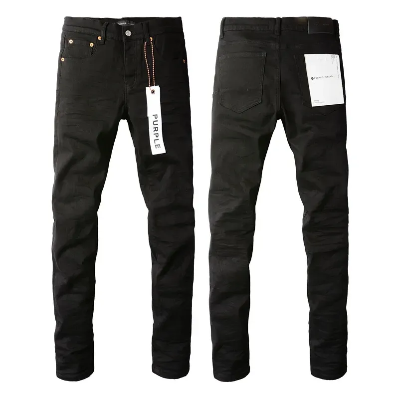 New Fashion 2024 Slim 1: 1 Jeans Brand pourpre Brand Purple Automne / Hiver Brand Purple Jeans High Street Black Ripped and Aged Designer Jeans Fitted Denim Mens Jean