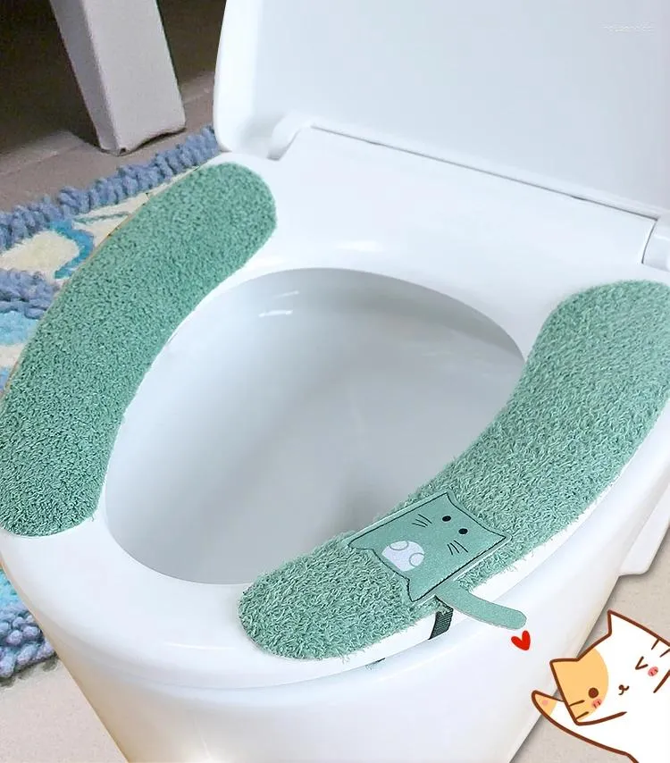 Toiletstoelhoezen Universal Cover Soft Cartoon WC Sticky Pad Washable Badkamer Warmer Lid Cushion