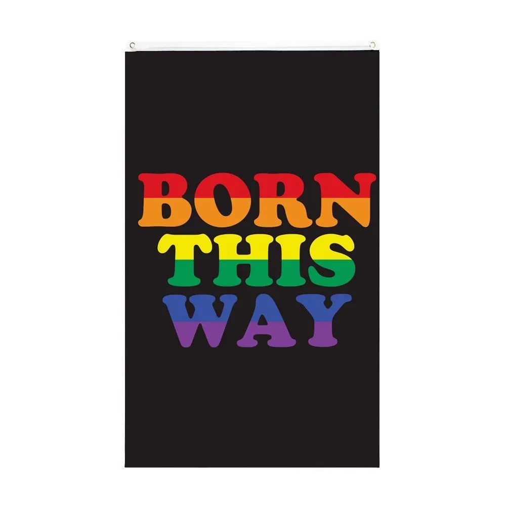 JOHNIN 3x5Fts Born this way Flag Gay pride LGBT Rainbow direct factory 90x150cm