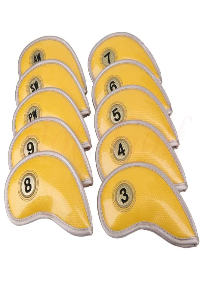 Casar Golf 10pcs Yellow 3PW Slick Shick Sintetico Set da golf Iron Club Copertine copri coprifuoco4532259