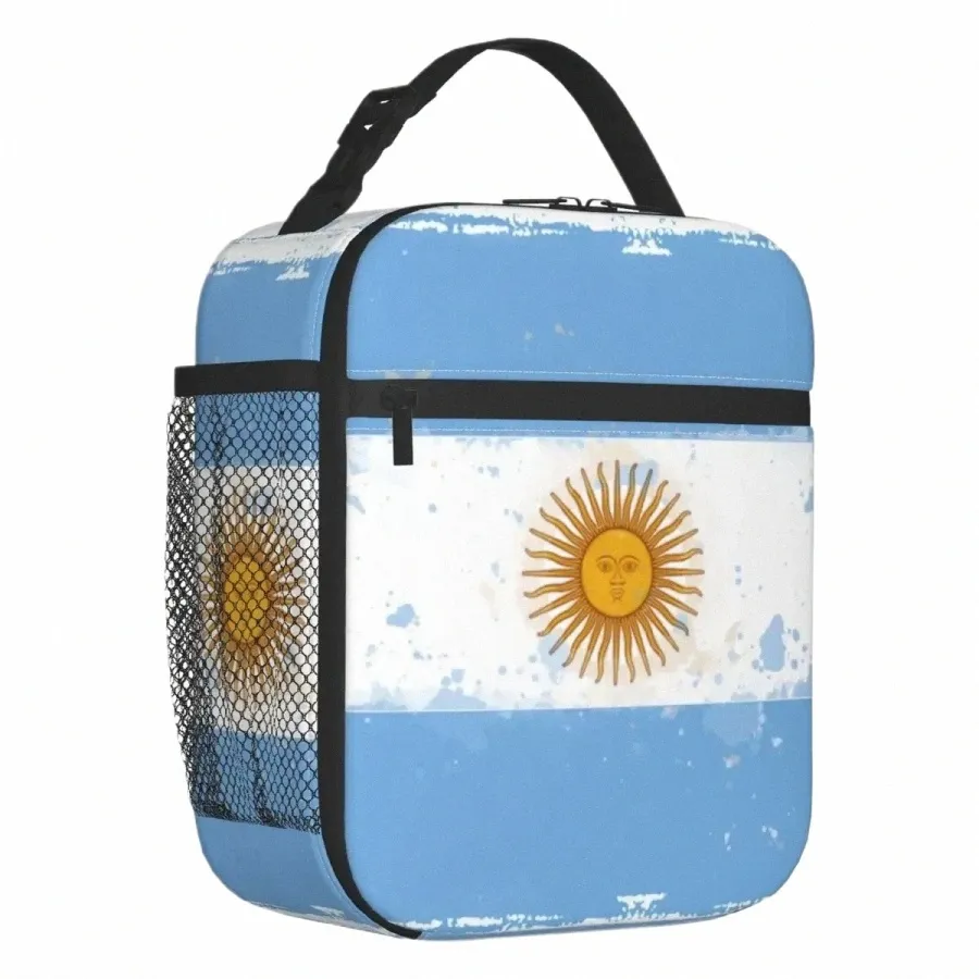 Aangepaste Argentinië Grunge Flag Lunch Bag Men vrouwen warme koeler geïsoleerde lunchbox voor volwassen kantoor F6H7#