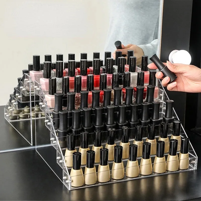 4Layers Acrylic Nail Polish Display Organizer Shelf Clear Cosmetic Display Rack Holder Frame Jewelry Stand Storage Box