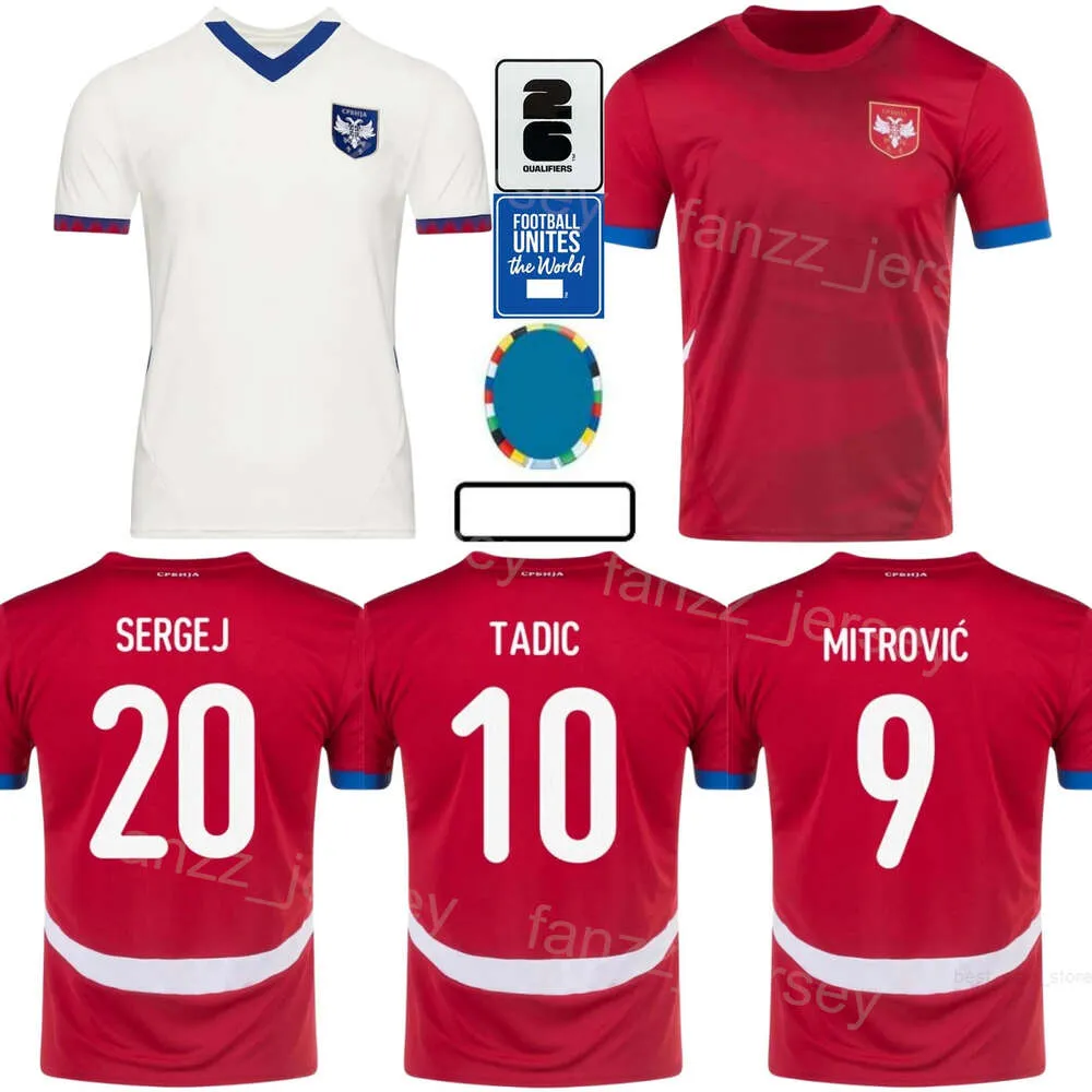 Hombres Euro Cup Soccer Serbia 22 Sasa Lukic Jersey 24/25 Equipo nacional 8 Luka Jovic 9 Aleksandar Mitrovic 14 Andrija Zivkovic 20 Sergej Milinkovic-Savic Football Camiseta