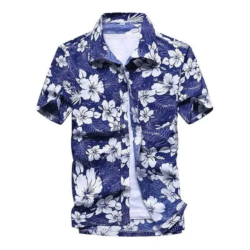 Camisas casuais masculinas Moda masculina camisa havaiana macho colorido praia estampada aloha manga curta plus size 5xl camisa hawaiana hombre 24416