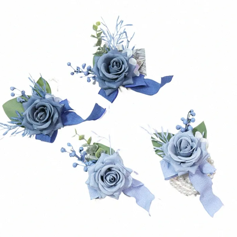 blue Artifical Rose Frs Accoires De Mariage Mensuit Boutnieres Bridesmaid Accesorios De Boda 53Rp#