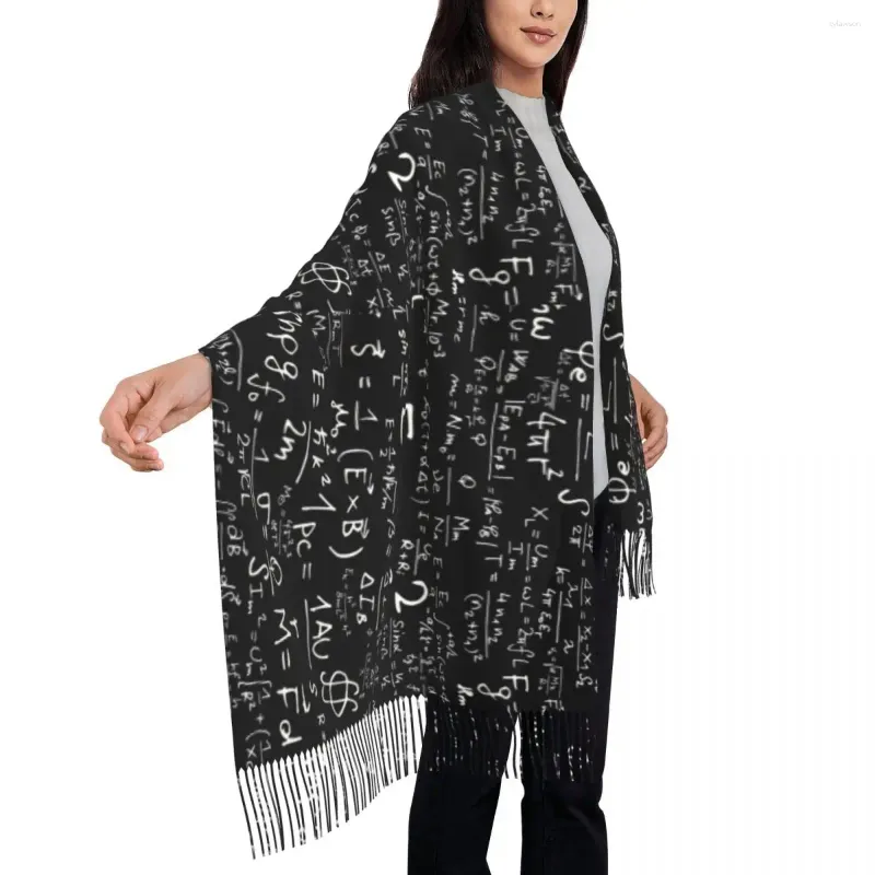 Bufandas Matemáticas Matemáticas Buff Mujeres Ecuaciones de física Wraps with Tassel Autumn Y2K Shawl Outdoor Custom Bufanda Mujer