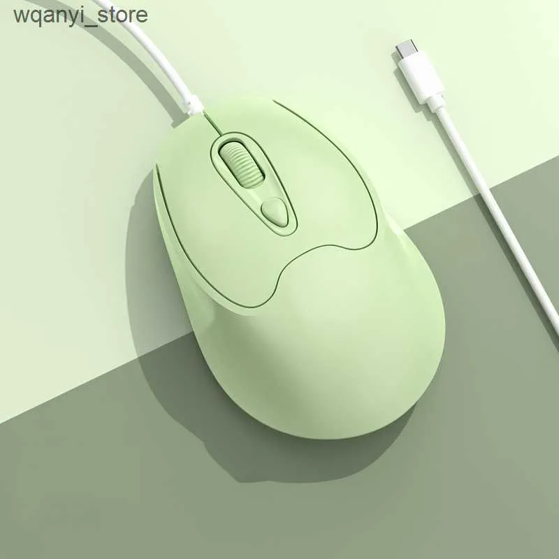 Mice Type-C Interface Wired Mouse Suitable for Computer USB-C Peripherals Office Gaming Mice Mute Ergonomic 1600DPI Mause Girl Gifts L240910