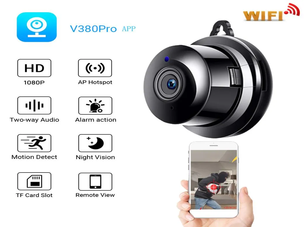 Mini telecamera WiFi HD Wireless Smart Network Telecamere 1080p Baby Monitor CCTV Night Relection Telefono di monitoraggio remoto V380 P6176721