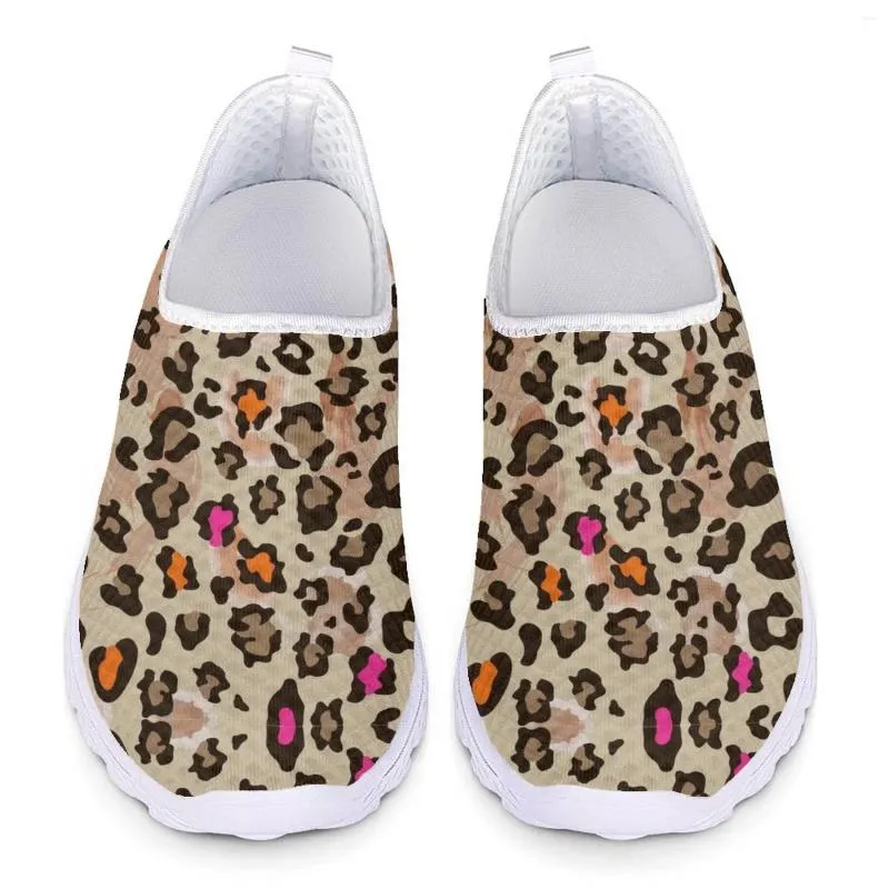 Casual Shoes Cute Leopard Print Loafers Womens Designer Slip On Sneakers Mesh Ladies Summer Sport Jogging Woman Flats 2024