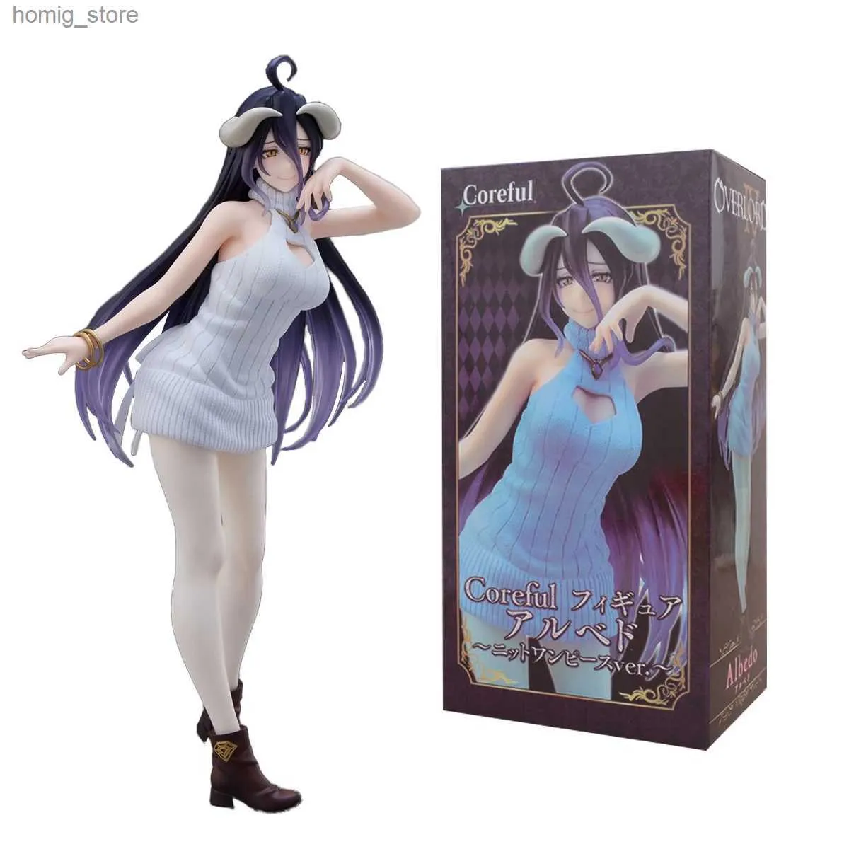 Acción Figuras de juguete 21cm Overlord Albedo Anime Figura de lana Vestido Albedo Acción Figura Ainz Ooal Figurine PVC Modelo de colección de muñecas Y240415