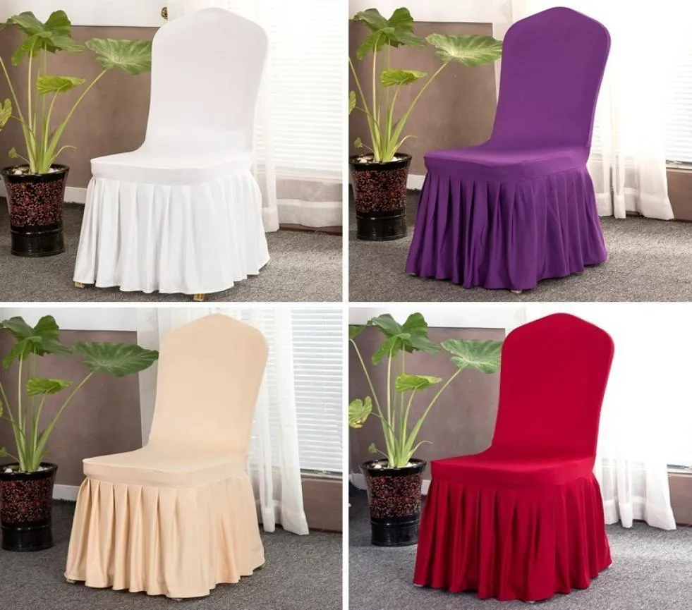 17 color Pleated Skirt ChairCover Party Decoration Wedding Banquet Chair Protector Slipcover Elastic Spandex Chairs Covers party 6224439