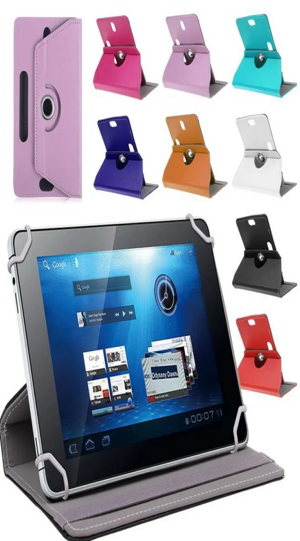 360 graders roterande PU -läderfodral Stativet omslag Fold Flip Covers Buildin Card Buckle Universal Case for Tablet PC 7 8 9 10 Inch 8058099