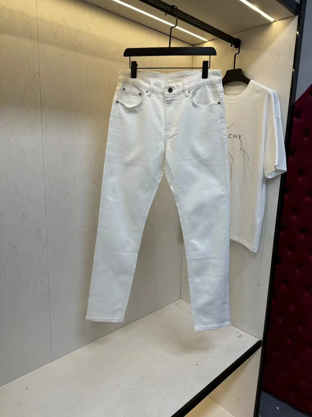 2024 Spring Autumn Remoding Letter Stampa con cerniera maschile per jeans lavati lunghi pantaloni a matita WCNZ079