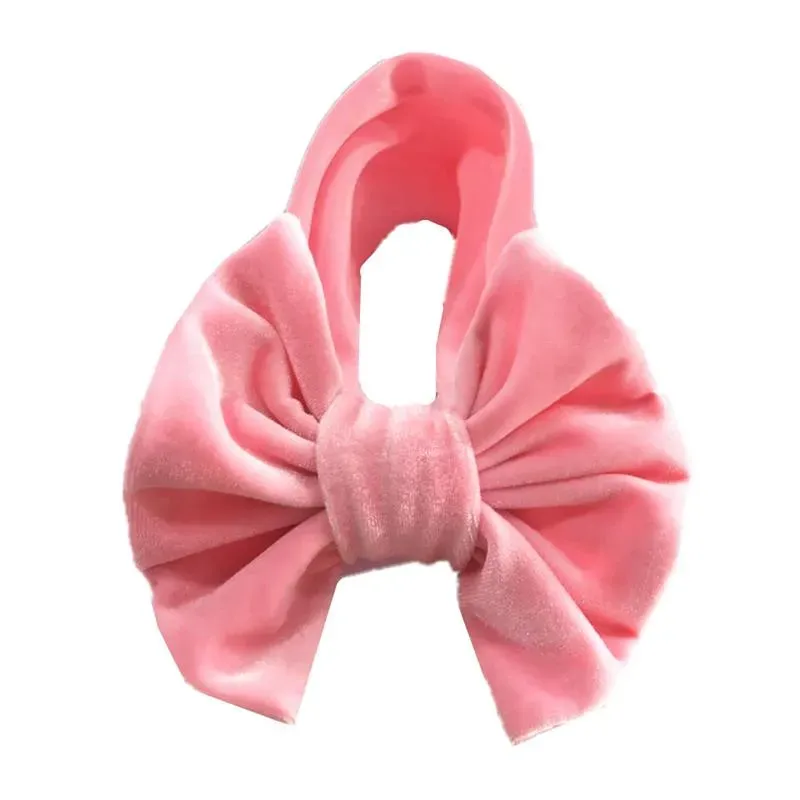 Children Girls Big Bow Ribbon Golden Velvet Cute Hair Band Baby Xmas Turbon Accessories for Toddler Kids New Boutique Headbands