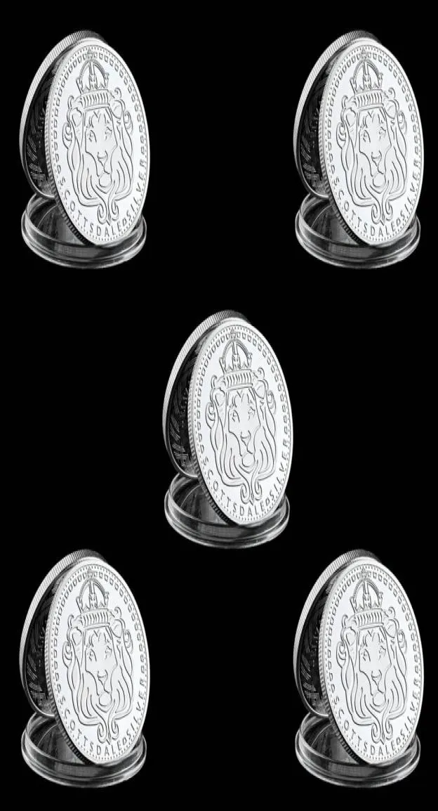 5pcs Scottsdale Mint Omnia Paratus Craft 1 Troy Oz Collection de pièces plaquées en argent avec capsule en acrylique dur9916825