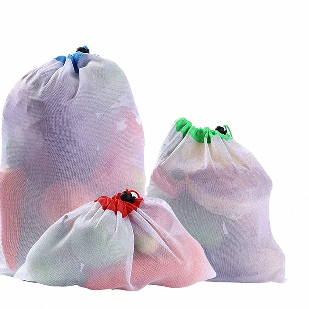 1PC återanvändbart nät producerar väskor wable eko vänliga lätta väskor för livsmedelsbutik förvaring frukt vegetabilisk netväska c98e#