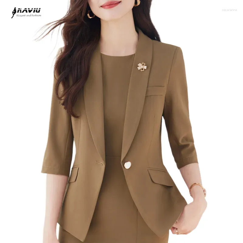 Kvinnors kostymer naviu eleganta professionella kvinnor passar blazer fashionabel stil för att visa arbetsplatsjackan damer tops kaffe